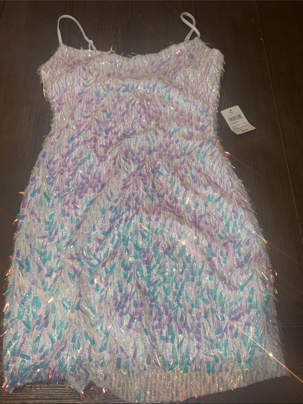 Windsor White Iridescent Sequin Formal Dress
